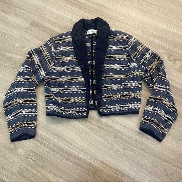La Paloma Vintage Cropped Southwestern Aztec Jacket BB - Picture 1 of 2